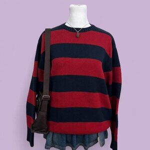 brandy melville red navy striped preppy alt grunge sweater